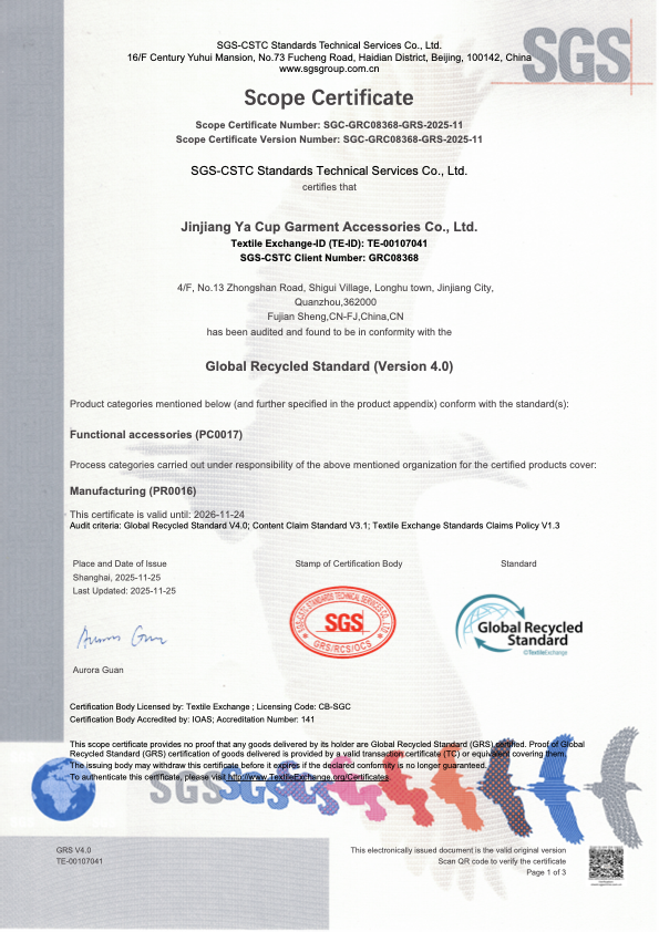 SGS Audited GRS Scope Certificate